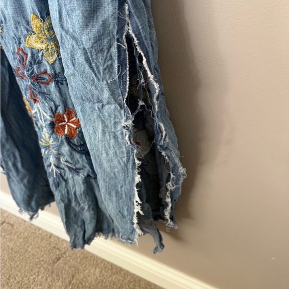 Floral Embroidered Denim Shirt Dress - Picture 8 of 9